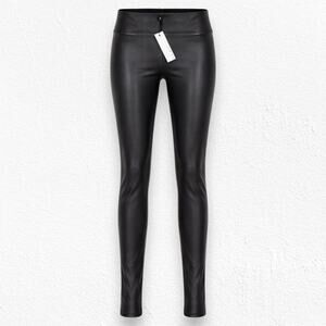 Koral Black Faux Leather Stretch Lustrous High Rise Coated Leggings Size XS NWT